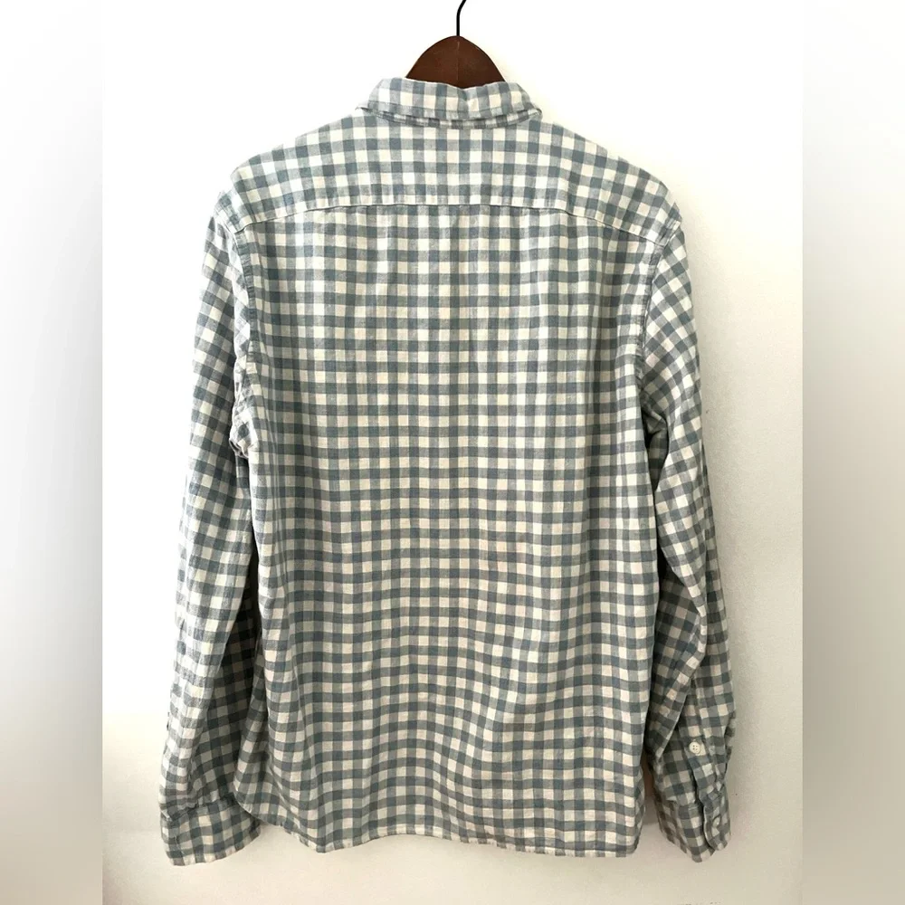 J Crew Button Down Shirt Blue Gingham 100% Cotton Slim Fit Shirt Large